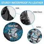 Personalised Cronulla-Sutherland Sharks Spare Tire Cover Polynesian Tribal Pattern With Rugby Shark Mascot Art