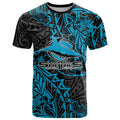Personalised Cronulla-Sutherland Sharks T Shirt Polynesian Tribal Pattern With Rugby Shark Mascot Art