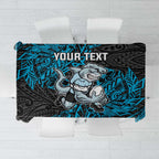 Personalised Cronulla-Sutherland Sharks Tablecloth Polynesian Tribal Pattern With Rugby Shark Mascot Art