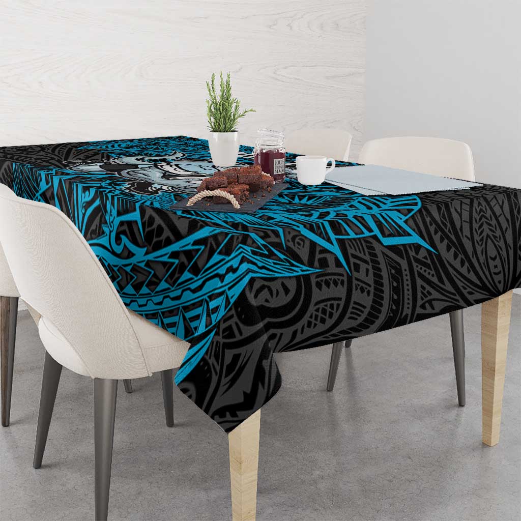 Personalised Cronulla-Sutherland Sharks Tablecloth Polynesian Tribal Pattern With Rugby Shark Mascot Art