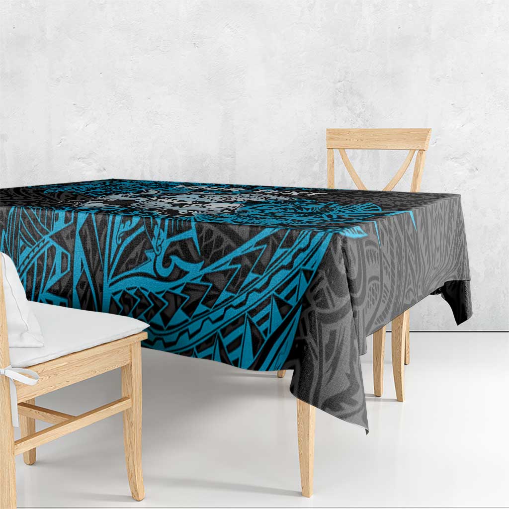 Personalised Cronulla-Sutherland Sharks Tablecloth Polynesian Tribal Pattern With Rugby Shark Mascot Art