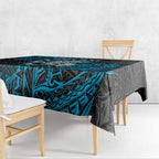 Personalised Cronulla-Sutherland Sharks Tablecloth Polynesian Tribal Pattern With Rugby Shark Mascot Art
