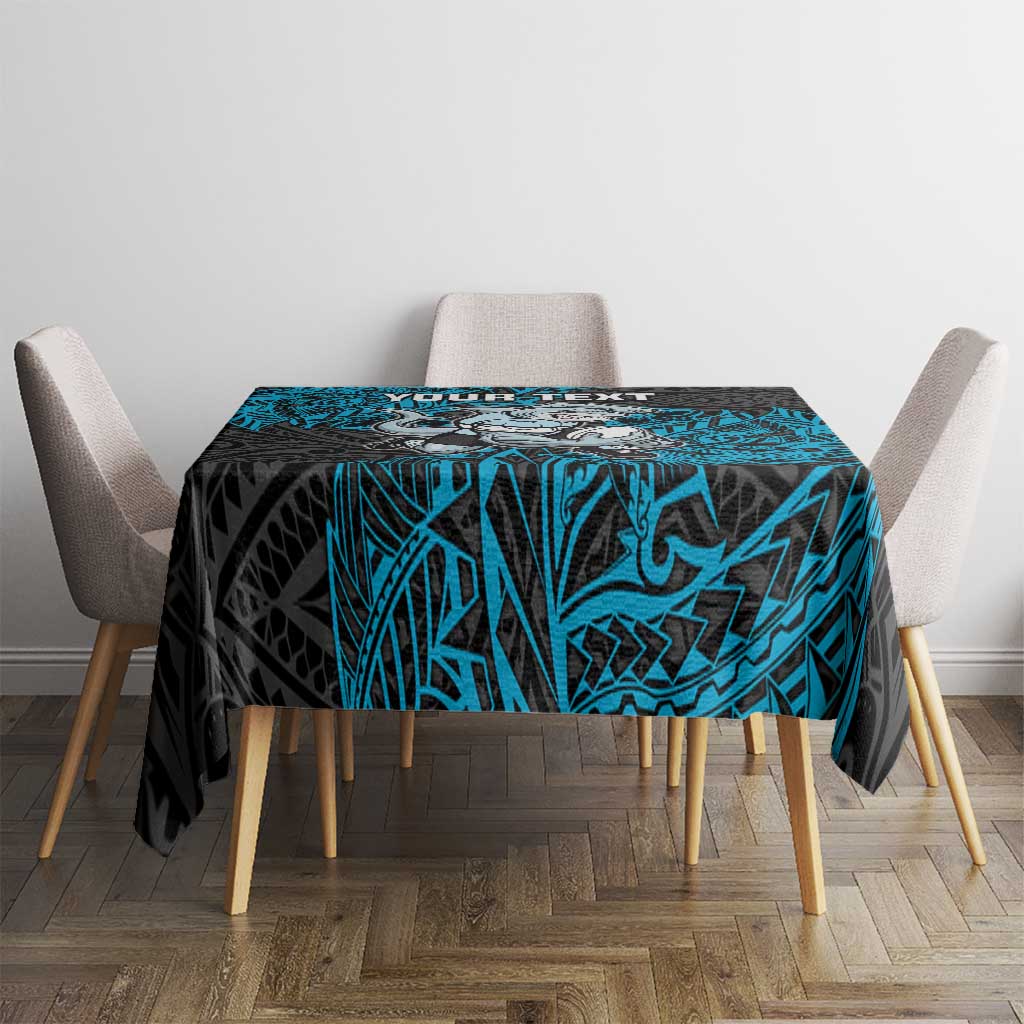 Personalised Cronulla-Sutherland Sharks Tablecloth Polynesian Tribal Pattern With Rugby Shark Mascot Art