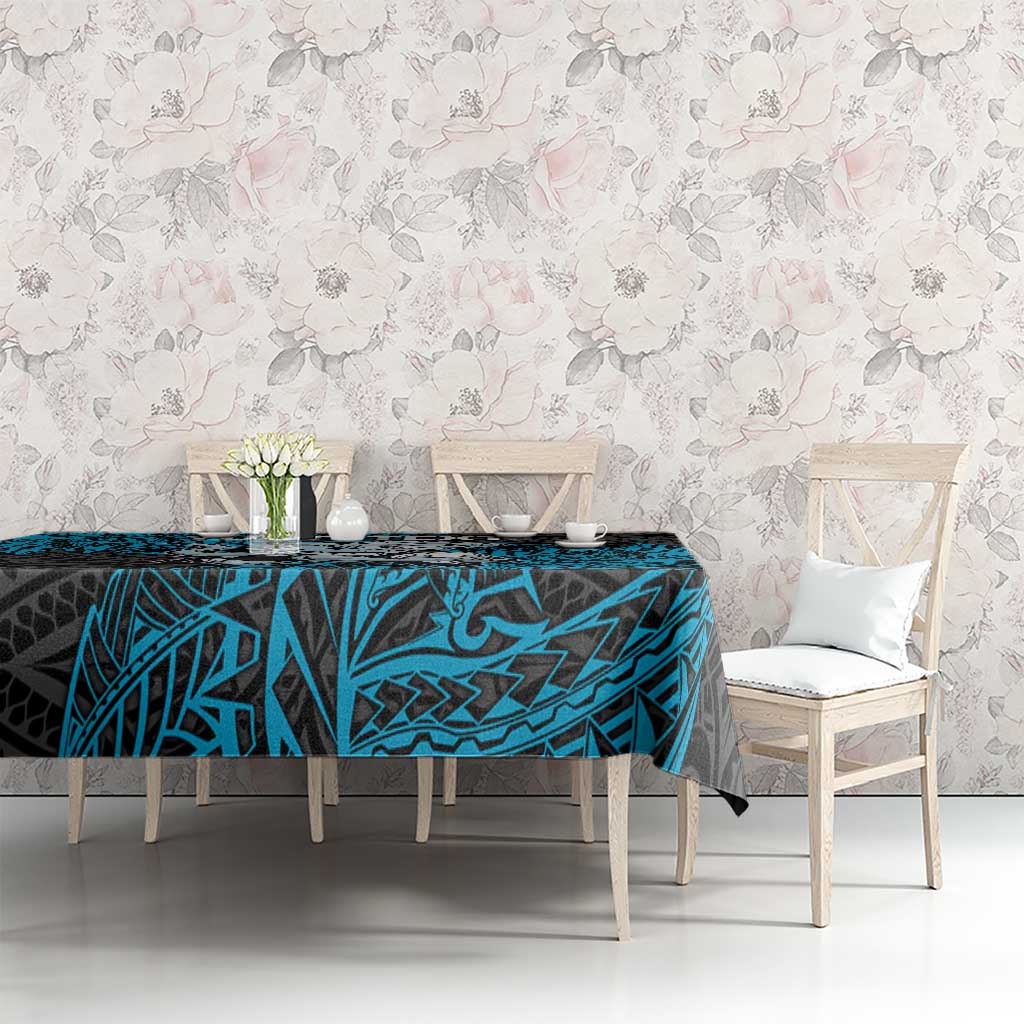 Personalised Cronulla-Sutherland Sharks Tablecloth Polynesian Tribal Pattern With Rugby Shark Mascot Art