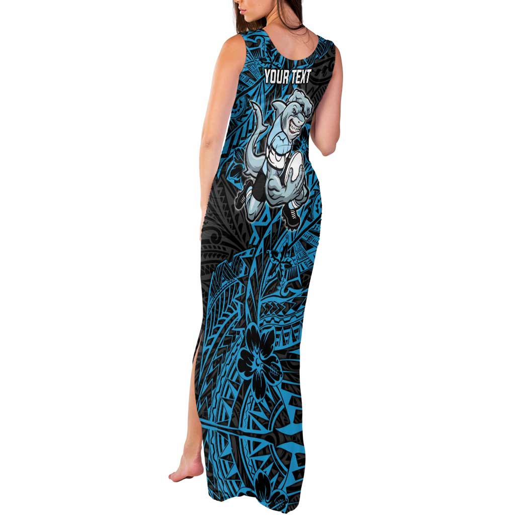 Personalised Cronulla-Sutherland Sharks Tank Maxi Dress Polynesian Tribal Pattern With Rugby Shark Mascot Art