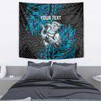 Personalised Cronulla-Sutherland Sharks Tapestry Polynesian Tribal Pattern With Rugby Shark Mascot Art