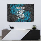 Personalised Cronulla-Sutherland Sharks Tapestry Polynesian Tribal Pattern With Rugby Shark Mascot Art