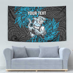 Personalised Cronulla-Sutherland Sharks Tapestry Polynesian Tribal Pattern With Rugby Shark Mascot Art