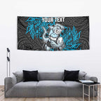Personalised Cronulla-Sutherland Sharks Tapestry Polynesian Tribal Pattern With Rugby Shark Mascot Art