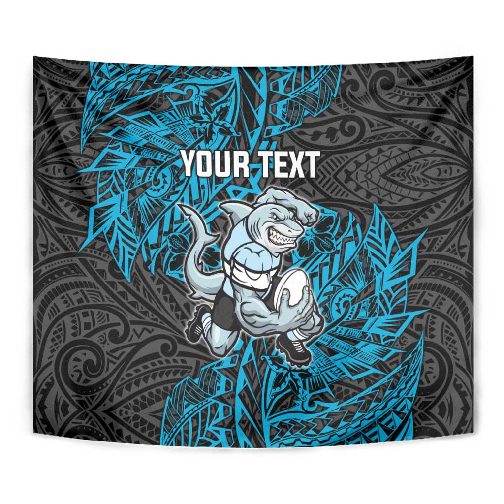 Personalised Cronulla-Sutherland Sharks Tapestry Polynesian Tribal Pattern With Rugby Shark Mascot Art