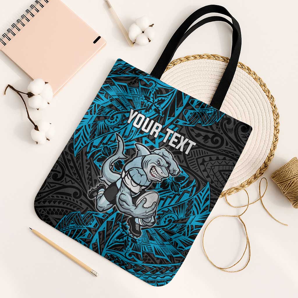 Personalised Cronulla-Sutherland Sharks Tote Bag Polynesian Tribal Pattern With Rugby Shark Mascot Art