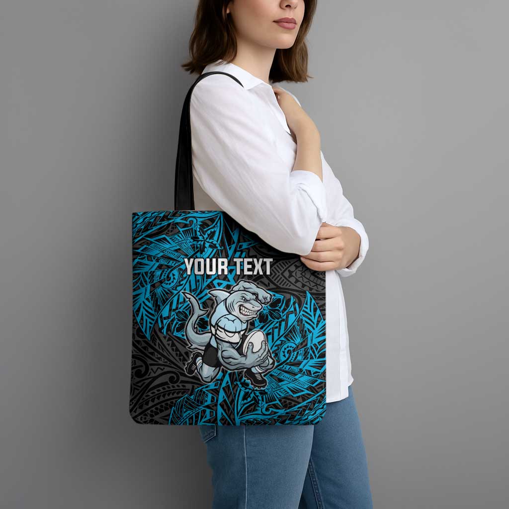 Personalised Cronulla-Sutherland Sharks Tote Bag Polynesian Tribal Pattern With Rugby Shark Mascot Art