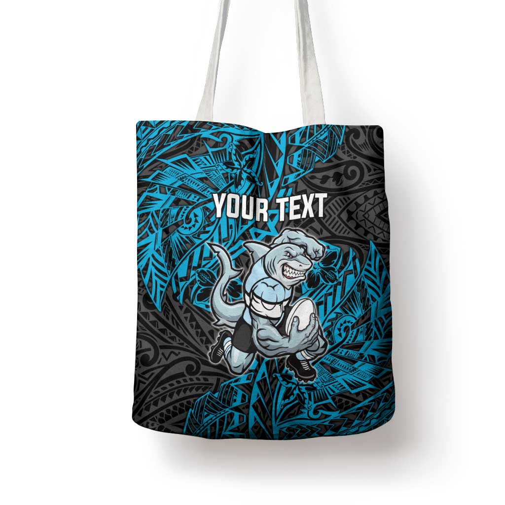 Personalised Cronulla-Sutherland Sharks Tote Bag Polynesian Tribal Pattern With Rugby Shark Mascot Art
