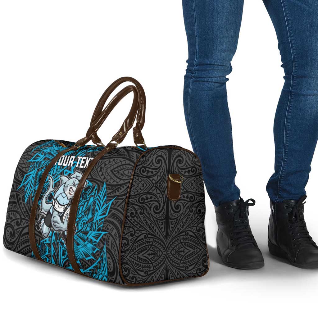 Personalised Cronulla-Sutherland Sharks Travel Bag Polynesian Tribal Pattern With Rugby Shark Mascot Art