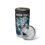 Personalised Cronulla-Sutherland Sharks Tumbler Cup Polynesian Tribal Pattern With Rugby Shark Mascot Art