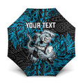 Personalised Cronulla-Sutherland Sharks Umbrella Polynesian Tribal Pattern With Rugby Shark Mascot Art