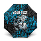 Personalised Cronulla-Sutherland Sharks Umbrella Polynesian Tribal Pattern With Rugby Shark Mascot Art