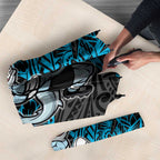 Personalised Cronulla-Sutherland Sharks Umbrella Polynesian Tribal Pattern With Rugby Shark Mascot Art