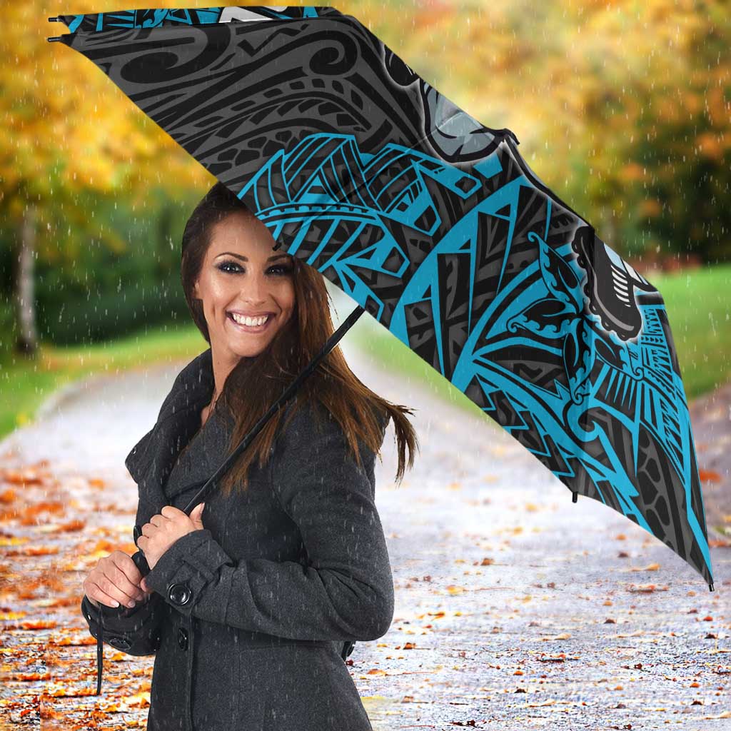 Personalised Cronulla-Sutherland Sharks Umbrella Polynesian Tribal Pattern With Rugby Shark Mascot Art