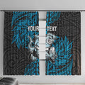 Personalised Cronulla-Sutherland Sharks Window Curtain Polynesian Tribal Pattern With Rugby Shark Mascot Art