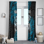 Personalised Cronulla-Sutherland Sharks Window Curtain Polynesian Tribal Pattern With Rugby Shark Mascot Art