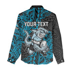 Personalised Cronulla-Sutherland Sharks Women Casual Shirt Polynesian Tribal Pattern With Rugby Shark Mascot Art