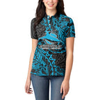 Personalised Cronulla-Sutherland Sharks Women Polo Shirt Polynesian Tribal Pattern With Rugby Shark Mascot Art