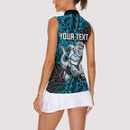 Personalised Cronulla-Sutherland Sharks Women Sleeveless Polo Shirt Polynesian Tribal Pattern With Rugby Shark Mascot Art