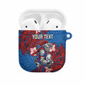 Personalised Newcastle Knights AirPods Case Polynesian Tribal Pattern With Rugby Knight Mascot Art
