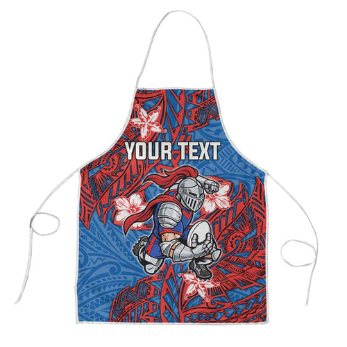 Personalised Newcastle Knights Apron Polynesian Tribal Pattern With Rugby Knight Mascot Art