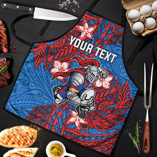 Personalised Newcastle Knights Apron Polynesian Tribal Pattern With Rugby Knight Mascot Art