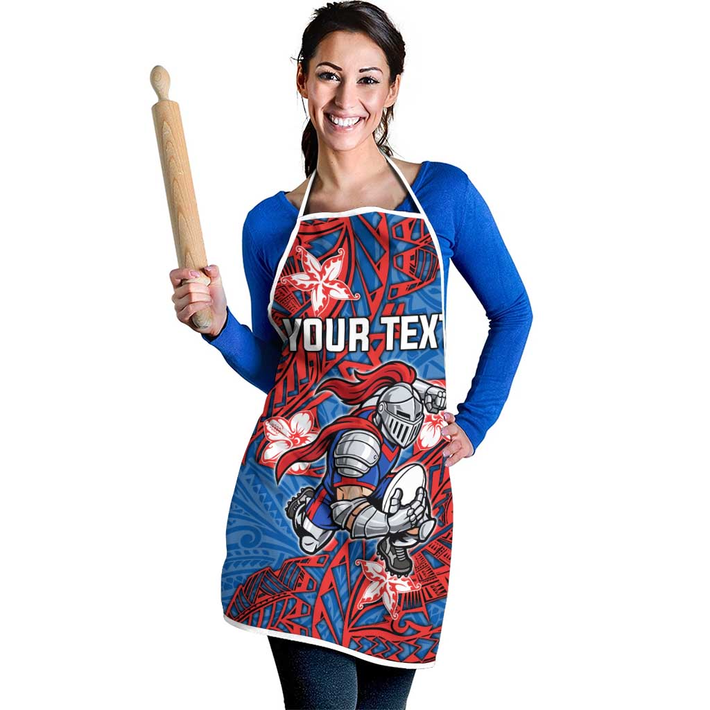 Personalised Newcastle Knights Apron Polynesian Tribal Pattern With Rugby Knight Mascot Art