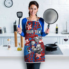 Personalised Newcastle Knights Apron Polynesian Tribal Pattern With Rugby Knight Mascot Art