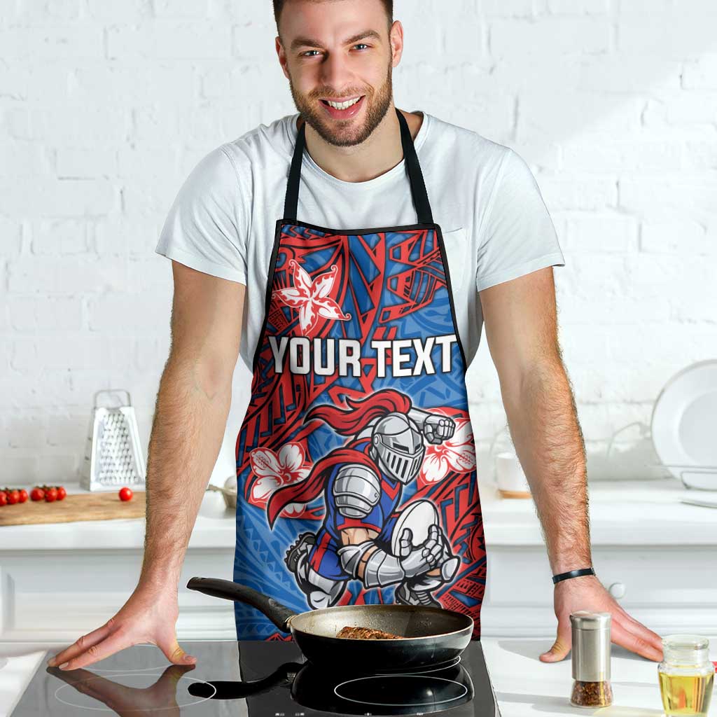 Personalised Newcastle Knights Apron Polynesian Tribal Pattern With Rugby Knight Mascot Art