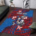 Personalised Newcastle Knights Area Rug Polynesian Tribal Pattern With Rugby Knight Mascot Art