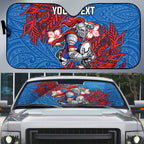 Personalised Newcastle Knights Auto Sun Shade Polynesian Tribal Pattern With Rugby Knight Mascot Art