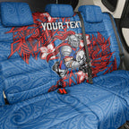 Personalised Newcastle Knights Back Car Seat Cover Polynesian Tribal Pattern With Rugby Knight Mascot Art