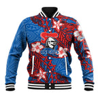 Personalised Newcastle Knights Baseball Jacket Polynesian Tribal Pattern With Rugby Knight Mascot Art