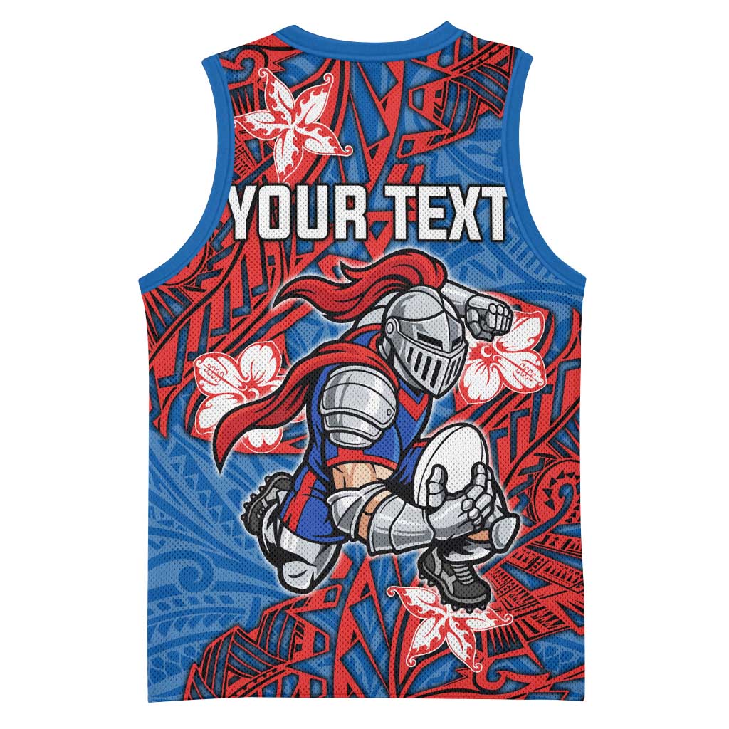 Personalised Newcastle Knights Basketball Jersey Polynesian Tribal Pattern With Rugby Knight Mascot Art