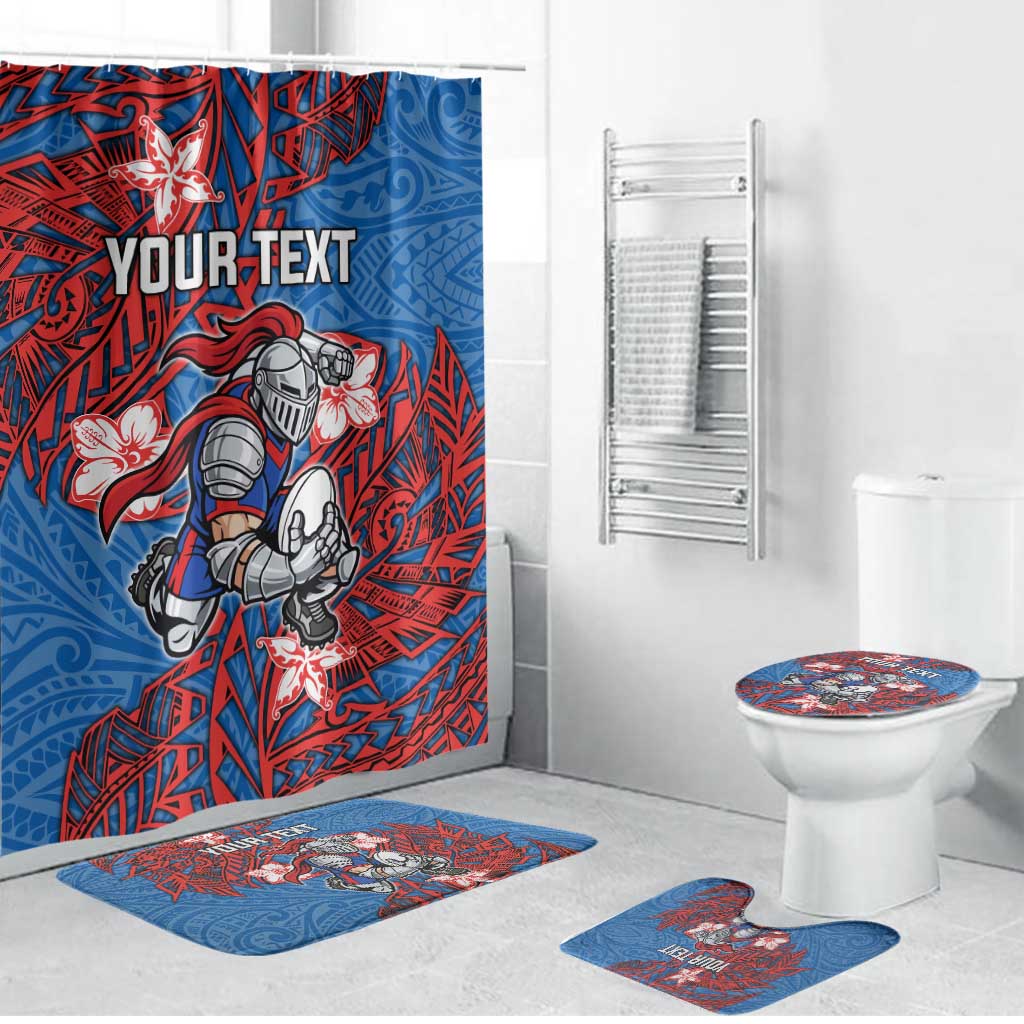 Personalised Newcastle Knights Bathroom Set Polynesian Tribal Pattern With Rugby Knight Mascot Art