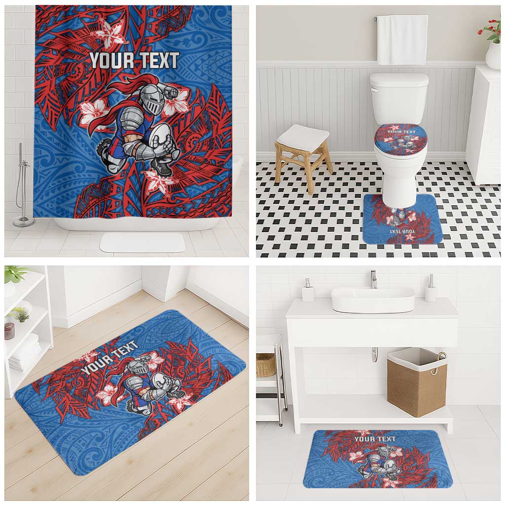 Personalised Newcastle Knights Bathroom Set Polynesian Tribal Pattern With Rugby Knight Mascot Art