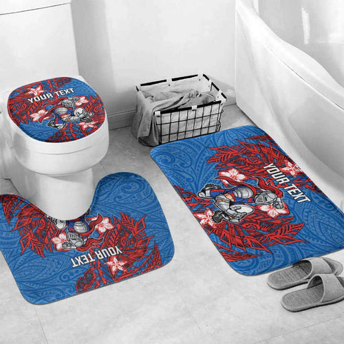 Personalised Newcastle Knights Bathroom Set Polynesian Tribal Pattern With Rugby Knight Mascot Art