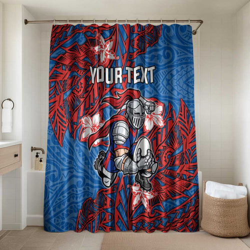 Personalised Newcastle Knights Bathroom Set Polynesian Tribal Pattern With Rugby Knight Mascot Art