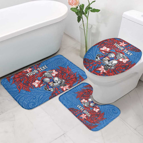 Personalised Newcastle Knights Bathroom Set Polynesian Tribal Pattern With Rugby Knight Mascot Art