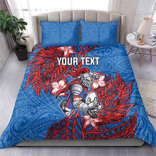 Personalised Newcastle Knights Bedding Set Polynesian Tribal Pattern With Rugby Knight Mascot Art