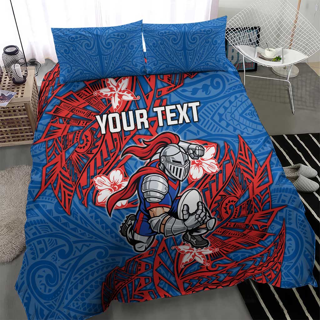 Personalised Newcastle Knights Bedding Set Polynesian Tribal Pattern With Rugby Knight Mascot Art