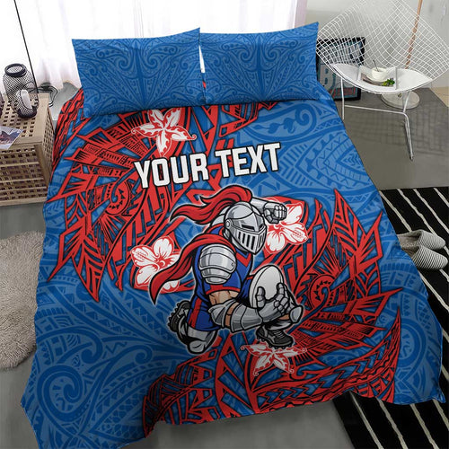 Personalised Newcastle Knights Bedding Set Polynesian Tribal Pattern With Rugby Knight Mascot Art