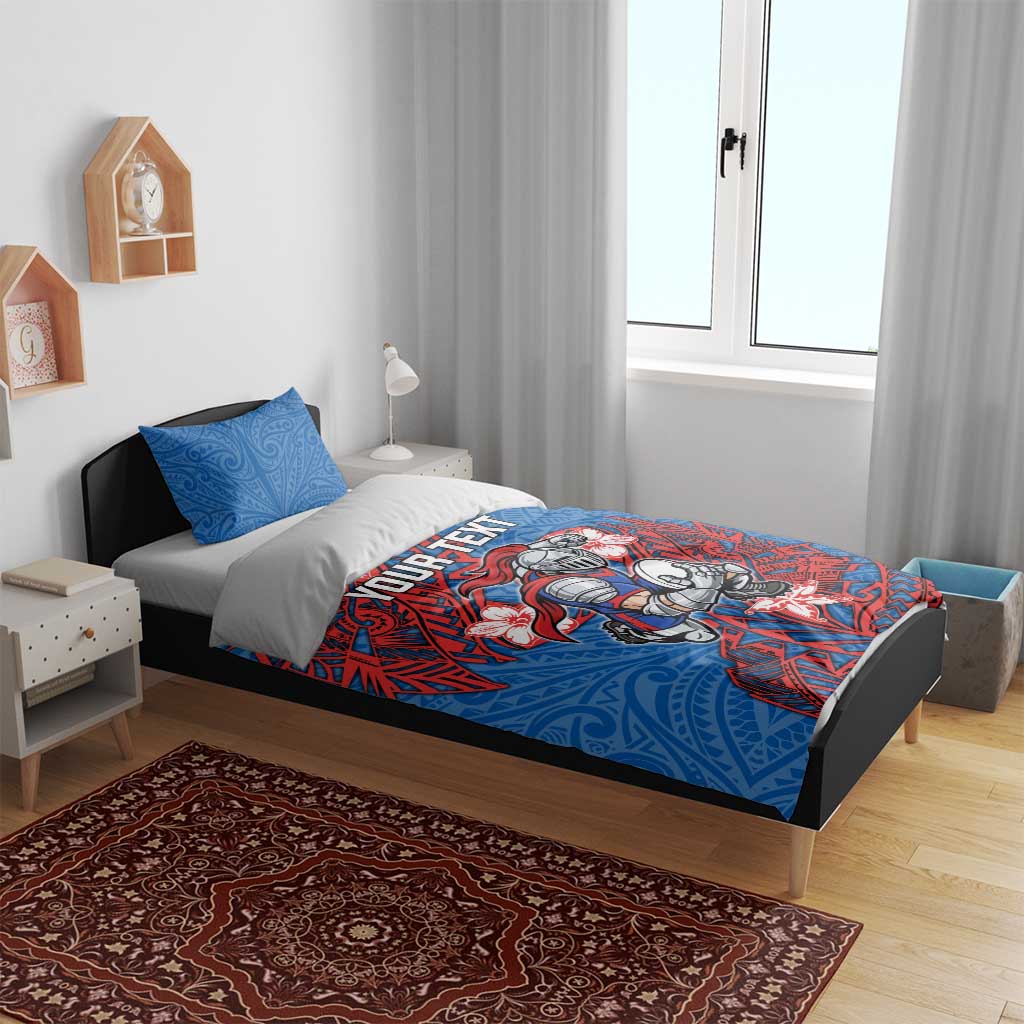 Personalised Newcastle Knights Bedding Set Polynesian Tribal Pattern With Rugby Knight Mascot Art