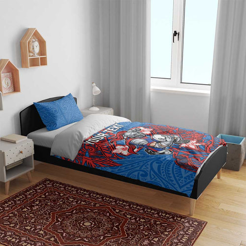 Personalised Newcastle Knights Bedding Set Polynesian Tribal Pattern With Rugby Knight Mascot Art