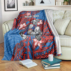Personalised Newcastle Knights Blanket Polynesian Tribal Pattern With Rugby Knight Mascot Art